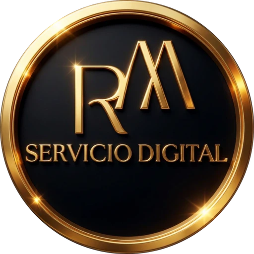 Logo original preto e dourado da RM Serviços Digitais